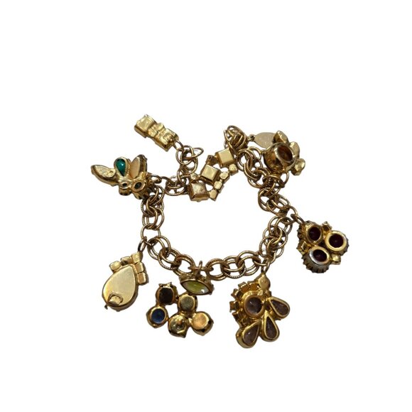 Vintage NOS Julie Rubano Multi Rhinestone Charm Bracelet Or Anklet (A9013) - Picture 4 of 5